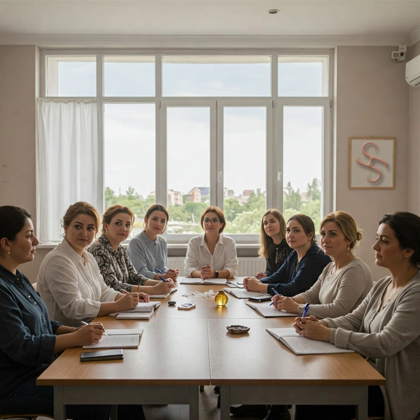 Aktivasyon Şölenini anlatan bir grup kadın öğrencinin atölye fotoğrafı